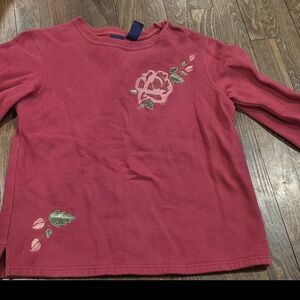 Basic Editions Red Floral Long Sleeve Shirt